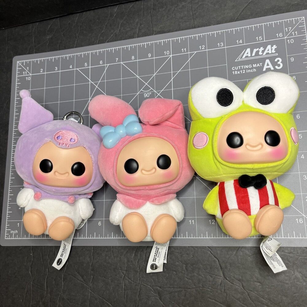 Hyojo Hello Kitty Sanrio Keroppi, Kuromi, My Melody Plush Toy Keychain Lot Of 3